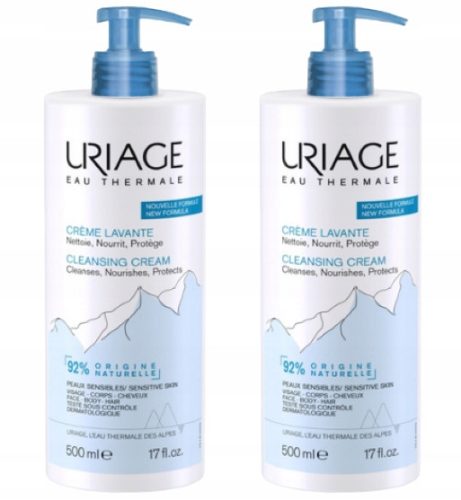 2x Uriage EAU Thermale Reinigungscreme 500 ml - Sanfte Pflege für empfindliche Haut