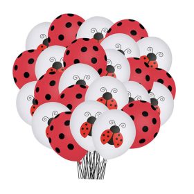  ROT-SCHWARZE LUFTBALLONS MIT PUNKTEN MIT WEISSEM THEMA