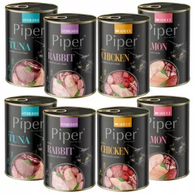    PIPER Dolina Noteci Nassfutter für Katzen, Geschmacksmischung, 8 x 400 g, getreidefrei
