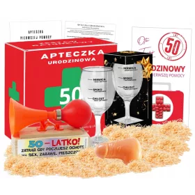    Lustiges Geschenkset zum 50. Geburtstag für eine Frau – Notfallset