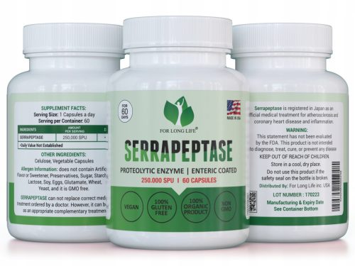 3er Pack Serrapeptase 250.000 SPU - Hochwirksamer entzündungshemmender Enzymkomplex