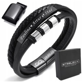  Herren Lederarmband mit Gravur + VERLÄNGERUNG als Geschenk