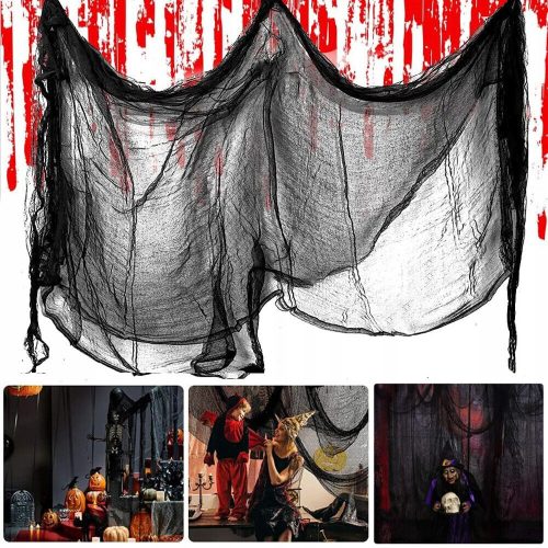  Halloween-Dekoration, schwarze Messgeräte, gruselige schwarze Türdekoration, 5 m