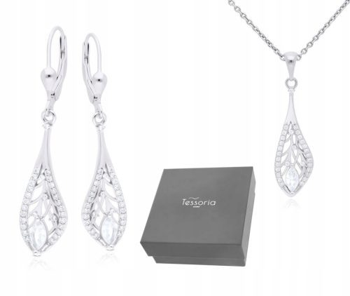  Damen-Silberschmuckset Halskette und Ohrringe Silber 925