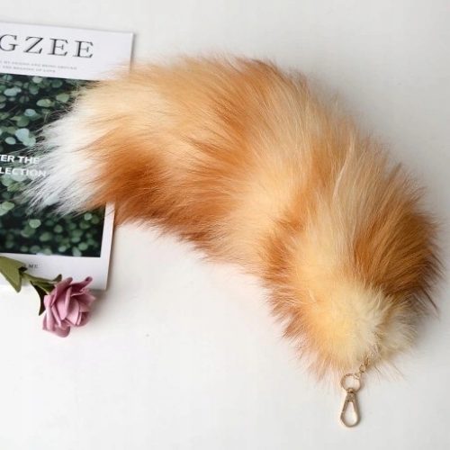  Schlüsselschnalle 45 cm langer Fuchspelzschwanz