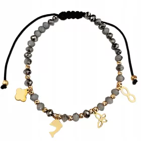  Damenarmband aus 585er Gold mit grauen Infinity-Steinen