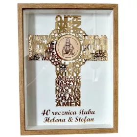    HOCHZEITSJUBILÄUM SOUVENIRS GESCHENK JUBILÄUM SCHÖNES GOLDGEMÄLDE IN EINEM RAHMENKREUZ