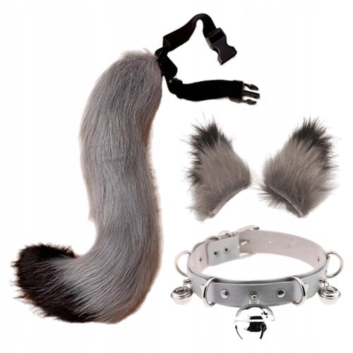  Halloween-Set mit Katzenohren und Schwanz aus Kunstfell