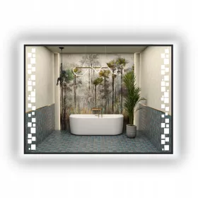    LED-SPIEGEL COB 480 LED/1m IN SCHWARZEM ALUMINIUMRAHMEN LOFT 120x80 cm