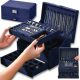  SCHMUCKKASTEN ELEGANTER ORGANIZER GESCHENK MARINEBLAU F42