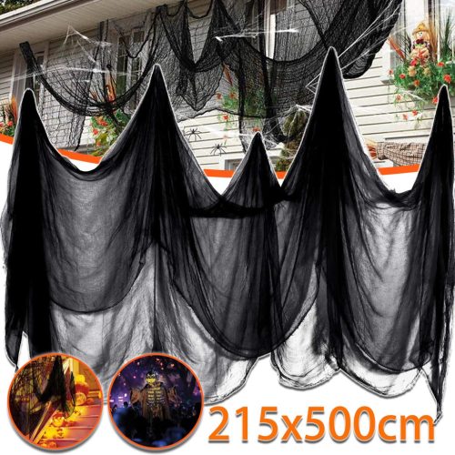  SCHWARZES GRUSELIGES HALLOWEEN-MATERIAL, 2,15 x 5 m, HALLOWEEN-DEKORATIV