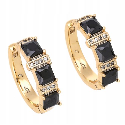  Goldene Creolen mit SCHWARZEN DIAMANTEN, Chirurgenstahl, MIRACLE