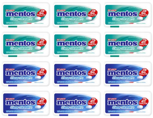 Mentos Clean Breath Pastillen Mix: Intense Mint & Peppermint (12x21g)