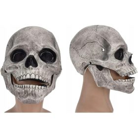    LATEX-SKELETTMASKE FÜR ERWACHSENE HALLOWEEN MIT BEWEGLICHEN KIEFER GRAU