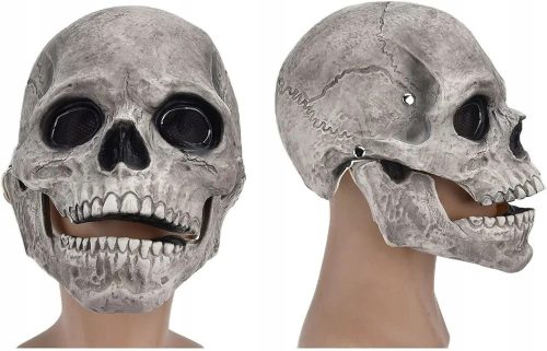  LATEX-SKELETTMASKE FÜR ERWACHSENE HALLOWEEN MIT BEWEGLICHEN KIEFER GRAU