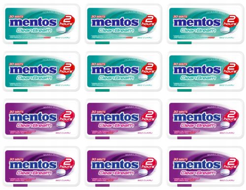 Mentos Clean Breath Pastillen Mix – Zuckerfrei für frischen Atem, 12x21g