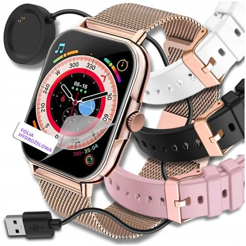  ZeeTech Damenuhr spricht pl Menü EKG 4 Armbänder + Glas