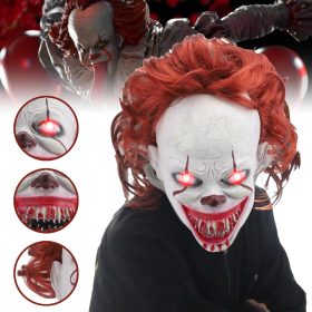    CLOWN-MASKE MIT LED, REQUISITEN, COSPLAY-JOKER-KOSTÜM FÜR HALLOWEEN