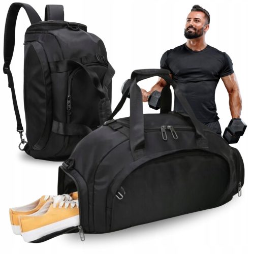  Geräumige Umhängetasche, Fitness, für Training, Fitnessstudio, Reisen, Schwarz