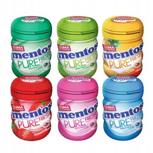 Mentos Pure Fresh Kaugummi Mix-Set 6x60g - Vielfältige Geschmacksrichtungen