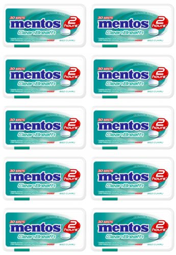 Mentos Clean Breath Intense Mint 10x21g - Erfrischungsbonbons ohne Zucker