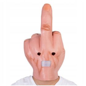    Mittelfinger-Maske „Fuck you“, lustige Requisiten, Mittelfinger-Halloween-Kopfbedeckung