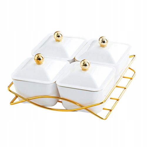  Dessert-Sharing-Teller mit Deckel, 4 Servierschalen für Snacks