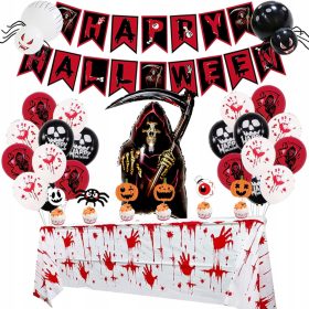  DIY HALLOWEEN SET GIRLANDE LUFTBALLONS TISCHDECKE SPINNEN