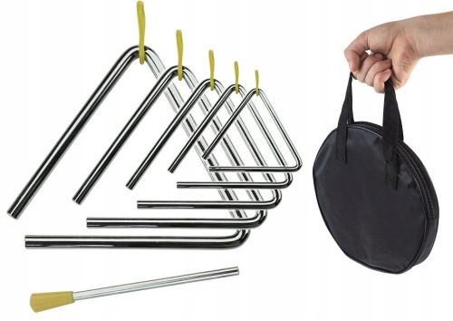  SET DREIECKIGES MUSIKINSTRUMENT + BATON 5 STÜCK + HÜLLE - MONTESSORI