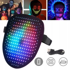    LED-HALLOWEEN-MASKE, LEUCHTENDE MASKE MIT 50 VOREINGESTELLTEN MUSTERN