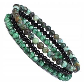    HERREN PERLEN ARMBAND STEIN AFRIKANISCHER TÜRKIS ONYX SET 3 IN 1