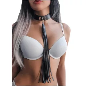    SCHWARZES LEDER-Halsband, PUNK-Rock-Halsband, Fledermausschwanz, LEINE