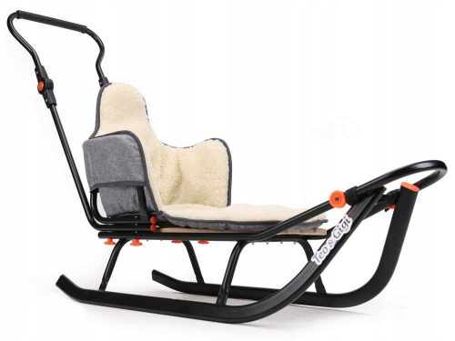  Bequemer Kinderschlitten mit Rückenlehne und Schieber. Warme Matratze WOLNA 401