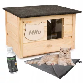    Katzenhütte mit Namen, isoliertem Winterhaus + Matratzenhaube