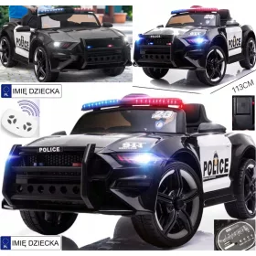    AUTO Batteriebetriebenes Auto POLIZEI Leder EVA GUMMIRÄDER Megaphon + FERNBEDIENUNG