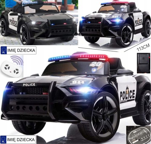  AUTO Batteriebetriebenes Auto POLIZEI Leder EVA GUMMIRÄDER Megaphon + FERNBEDIENUNG