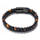  Lederarmband mit Tigerauge-Stein, 21 cm