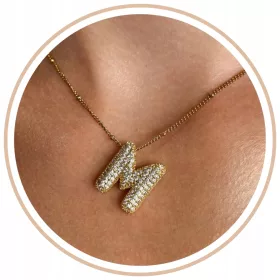    Halskette aus Chirurgenstahl, Buchstabe R mit kubischen Zirkonen