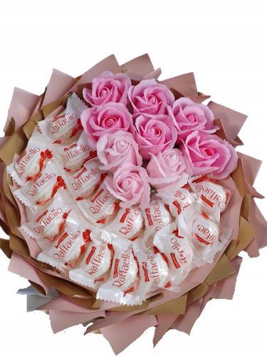  Raffaello-Strauß und Seifenrosen zum Geburtstag, Namenstag, Frauentag, Hochzeit