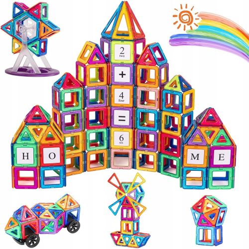  GROßES MAGNETBLÖCKE-FLIESEN-SET XXL 180 EL REGENBOGEN-MAGNETFLIESEN
