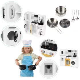    GROSSE HOLZKÜCHE FÜR KINDER MIT GERÄUSCHEN, LICHTERN UND ZUBEHÖR