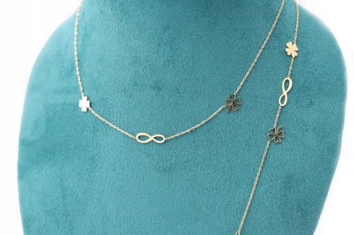 Gold-Set mit Promis, Kleeblatt, Unendlichkeitszeichen, 316L-Stahl