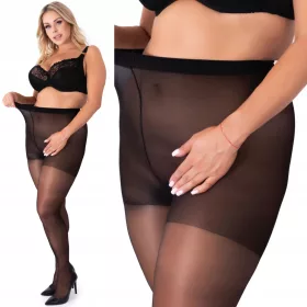    PLUS SIZE 40 DEN Support Relax Strumpfhose SCHWARZ halbmatt Fenome 3/4
