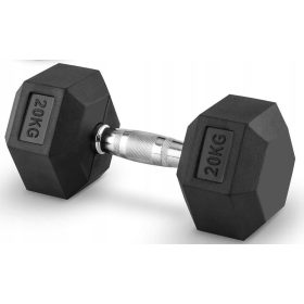    Feste Hantel 20 kg, gummiertes Gusseisen, 20 kg HEX, für SOLID-Training