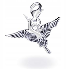  VOGEL VOGELKRANICH Silberner Charm-Anhänger, 925er Silber