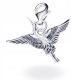  VOGEL VOGELKRANICH Silberner Charm-Anhänger, 925er Silber