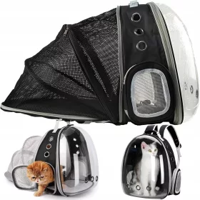    Rucksack für Hund, Katze, Transporter, Tasche, erweiterbares Laufgitter, Bett, Belüftung