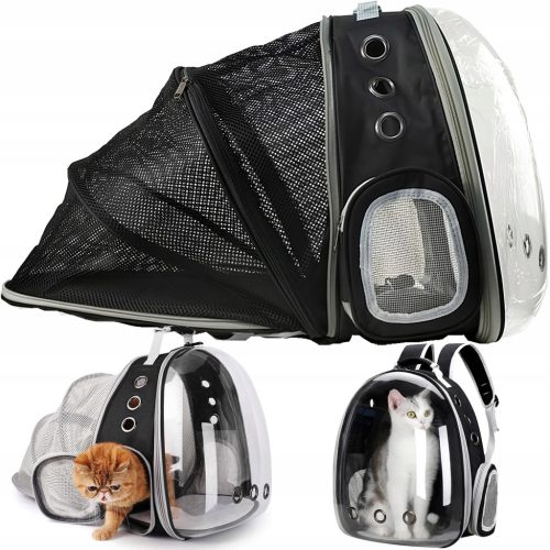  Rucksack für Hund, Katze, Transporter, Tasche, erweiterbares Laufgitter, Bett, Belüftung