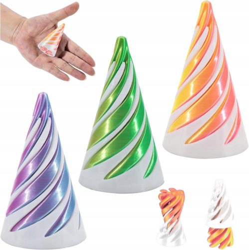  3X 3D-gedrucktes Spiralkegel-Spielzeug-Zappelpyramiden-Skulptur-Set