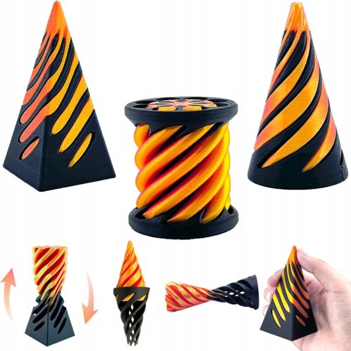  3 Stück 3D-gedruckte Spiralkegel-Zappelpyramiden-Skulptur als Geschenk